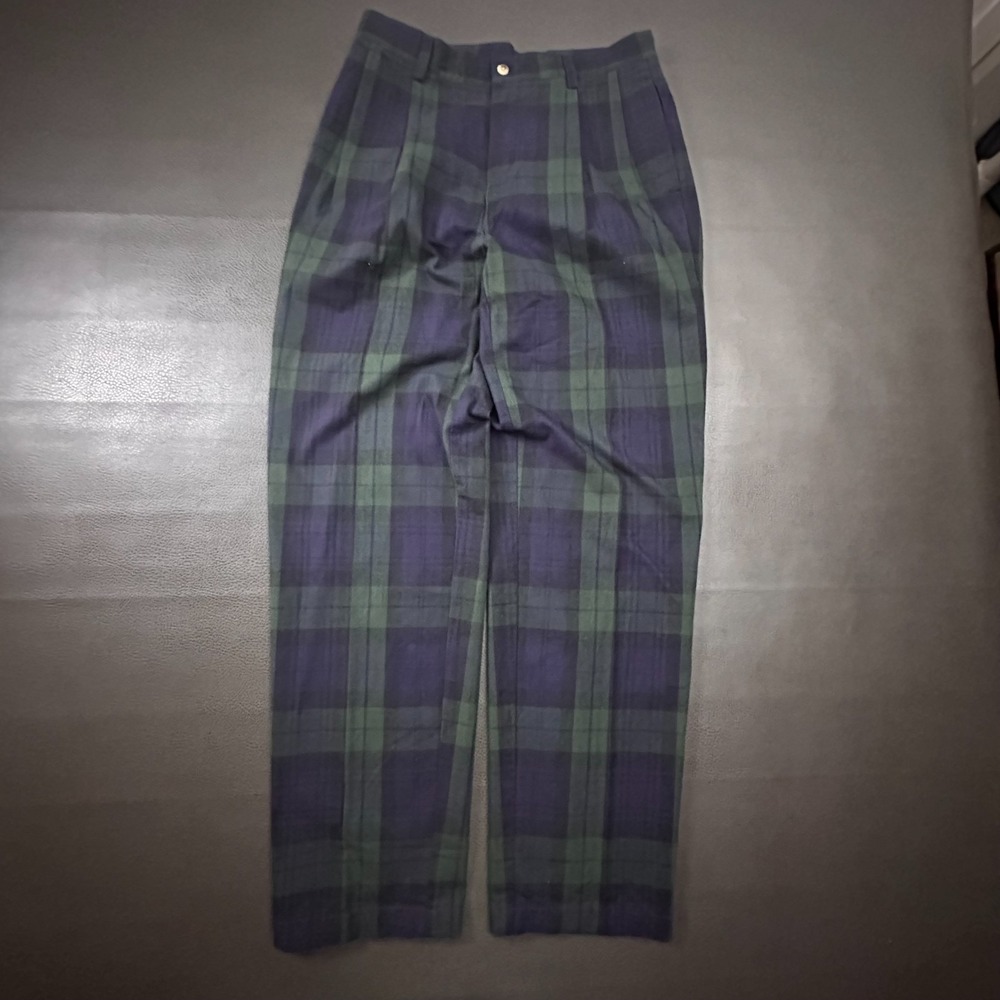 Vintage Nautica Pants Mens 33x32 (Fits 32x32) Blue Green Black Watch Plaid y2k